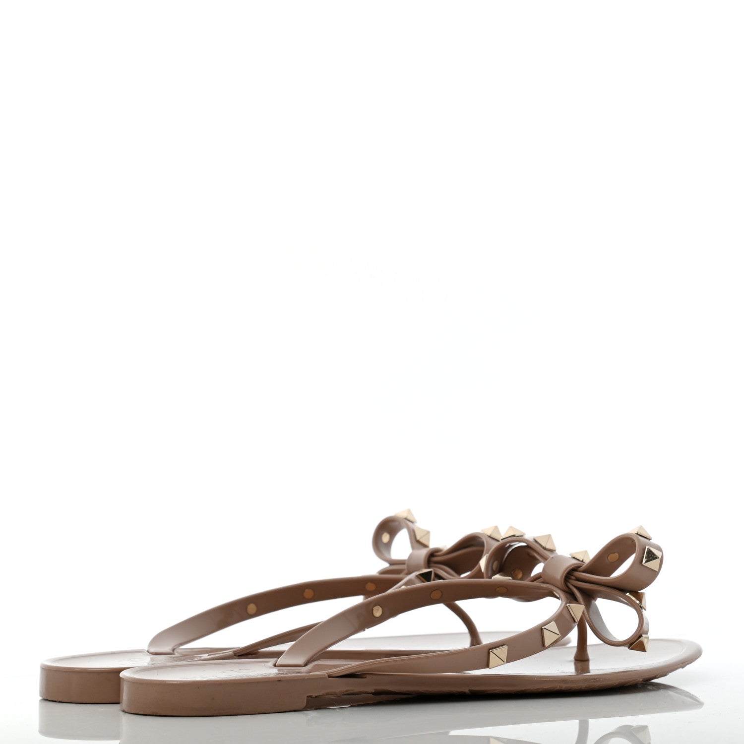 Valentino Garavani PVC Jelly Rockstud Bow Thong Sandals 38 Poudre 4 of 8