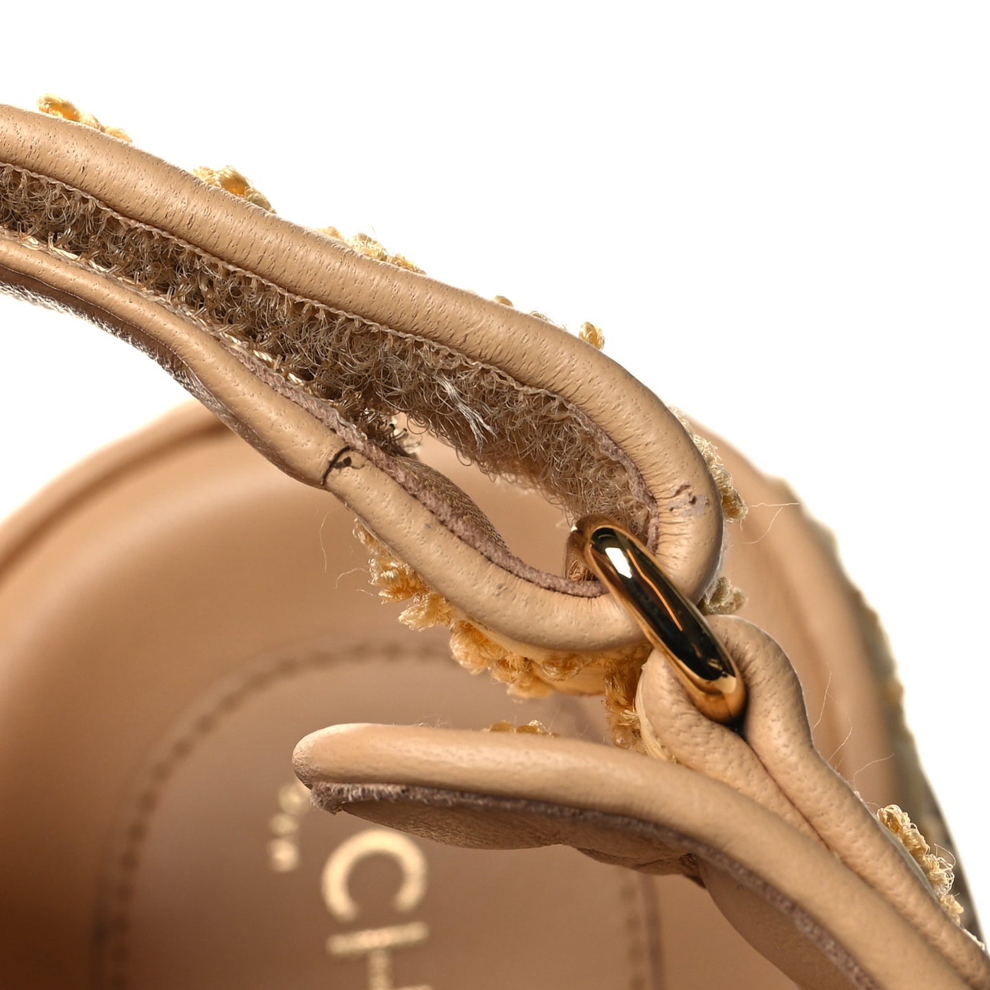 Braided Fabric Velcro Dad Sandals 39 Beige