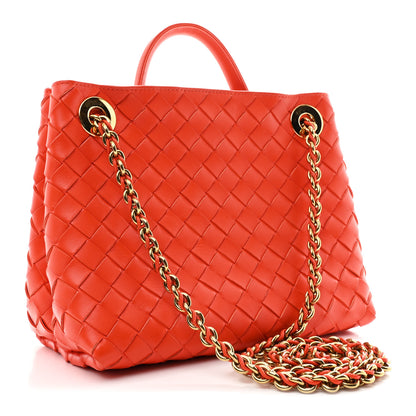 Bottega Veneta Nappa Intrecciato Small Andiamo With Chain Shoulder Bag Orange 3 of 9