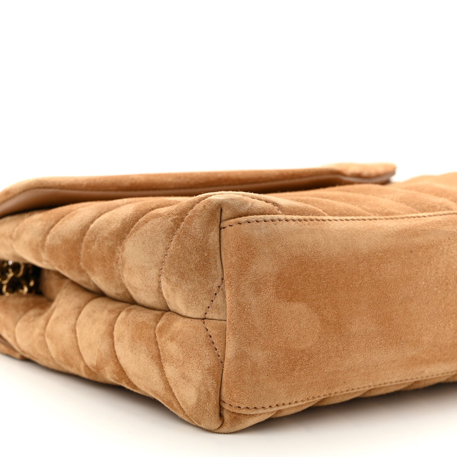 Saint Laurent Suede Calfskin Y Quilted Monogram Small Loulou Chain Satchel Cinnamon 9 of 11