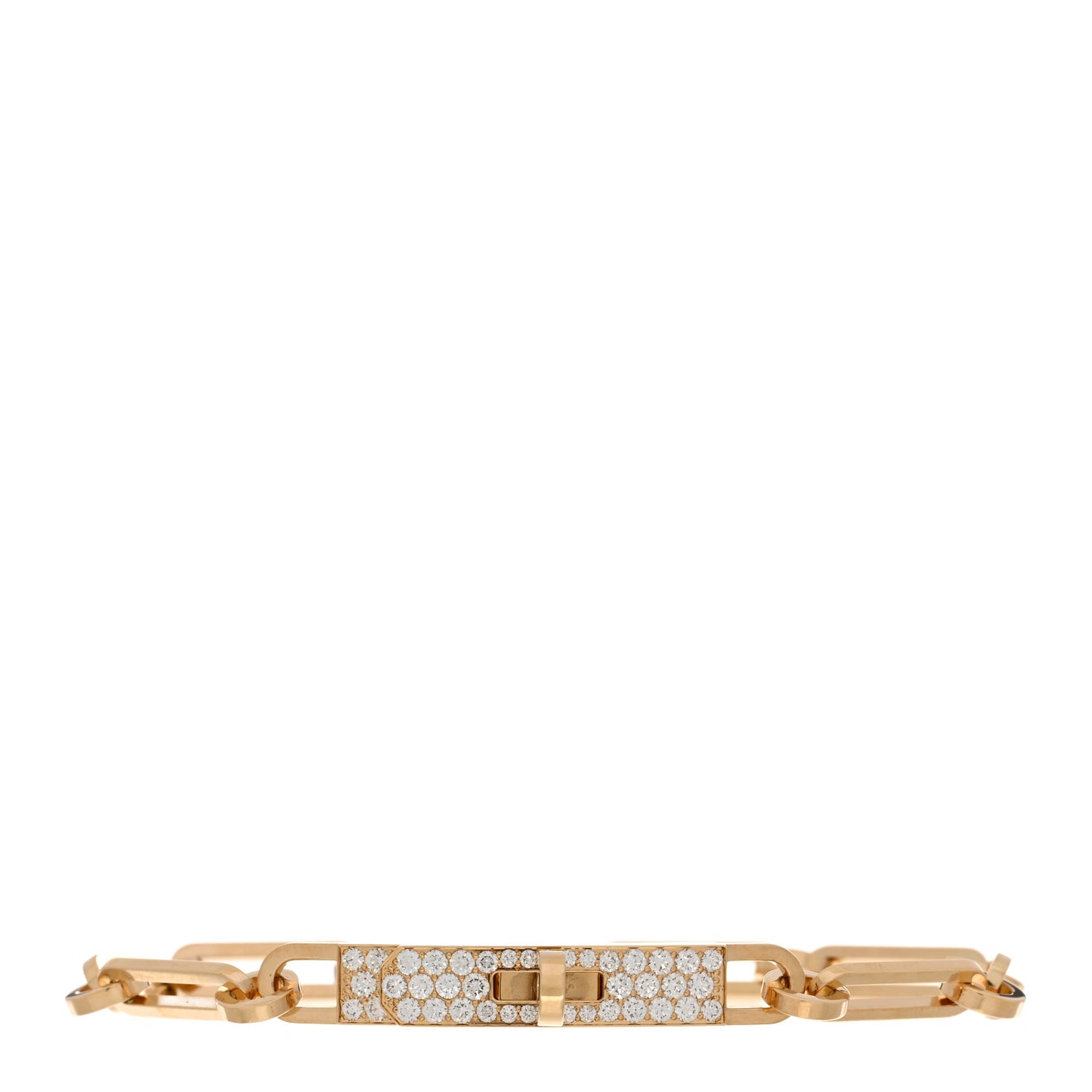 18K Yellow Gold Diamond Pave PM Kelly Chaine Bracelet SH