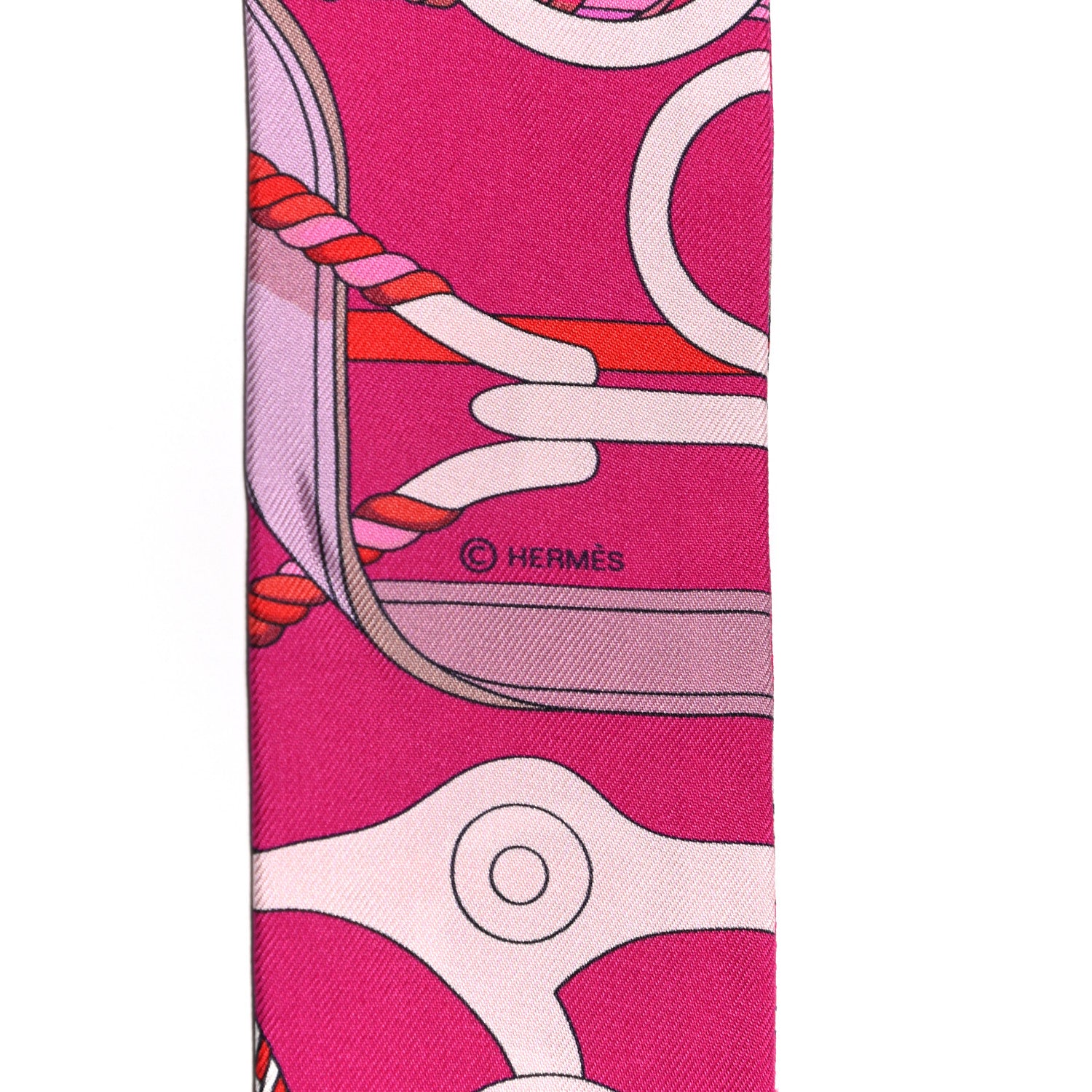 Hermes Silk Panoplie Equestre Twilly Fuchsia Rose Rouge 3 of 4