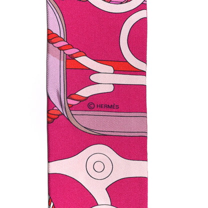 Hermes Silk Panoplie Equestre Twilly Fuchsia Rose Rouge 3 of 4