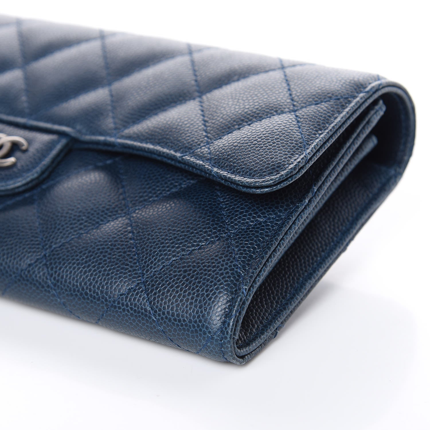 Chanel Caviar Quilted Large Gusset Flap Wallet Navy 10 of 14
