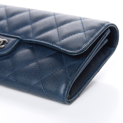 Chanel Caviar Quilted Large Gusset Flap Wallet Navy 10 of 14