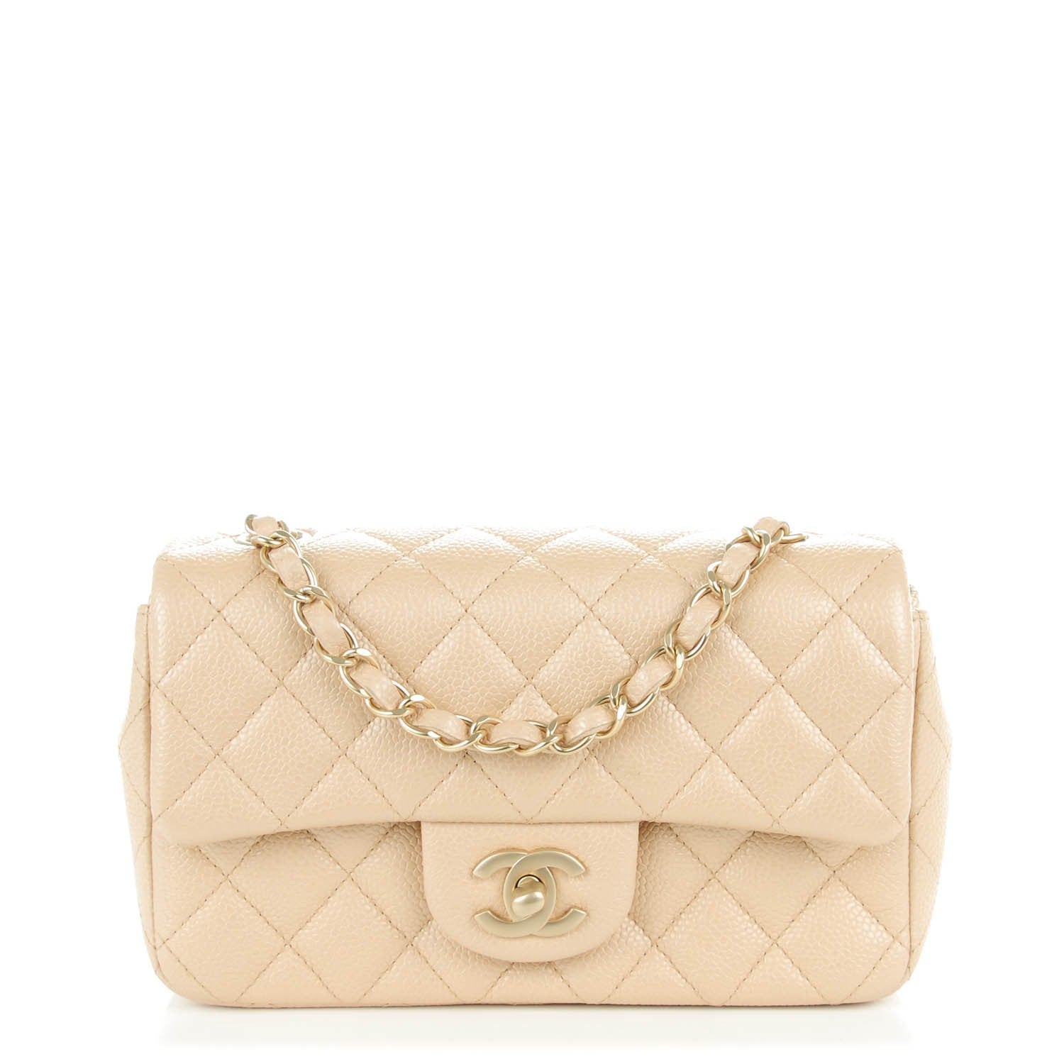 Chanel Pearly Caviar Quilted Mini Rectangular Flap Beige 1 of 8