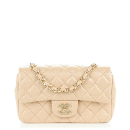 Chanel Pearly Caviar Quilted Mini Rectangular Flap Beige 1 of 8