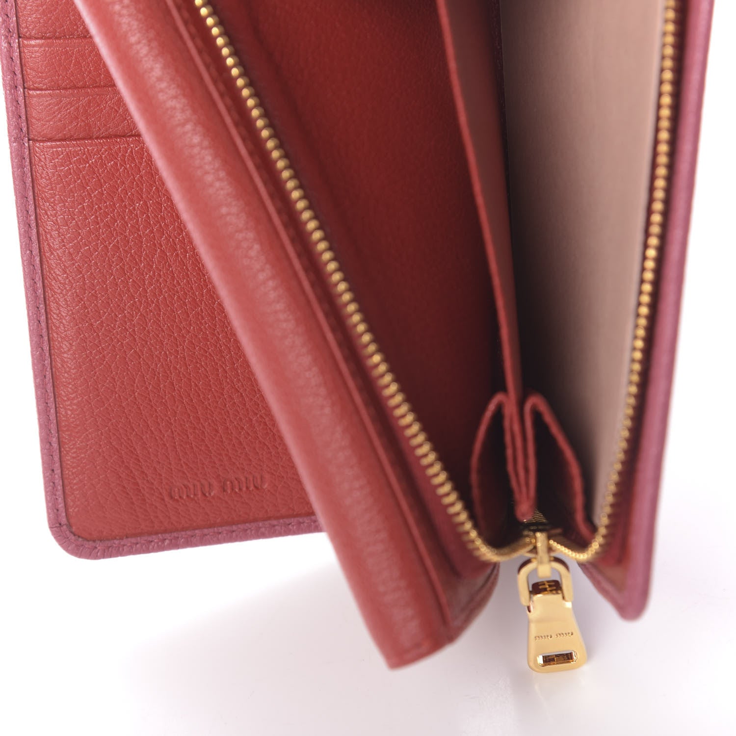 Miu Miu Goatskin Madras Bicolor Flap Wallet Fuoco Bruyere 8 of 10