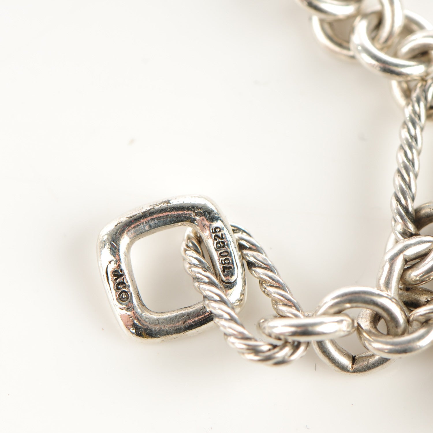 David Yurman Sterling Silver 18K Yellow Gold Cable Heart Figaro Necklace 4 of 6