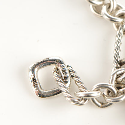 David Yurman Sterling Silver 18K Yellow Gold Cable Heart Figaro Necklace 4 of 6