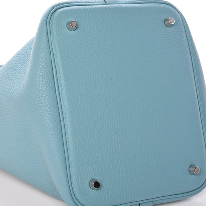 Hermes Taurillon Clemence Picotin Lock 22 MM Bleu Atoll 8 of 9
