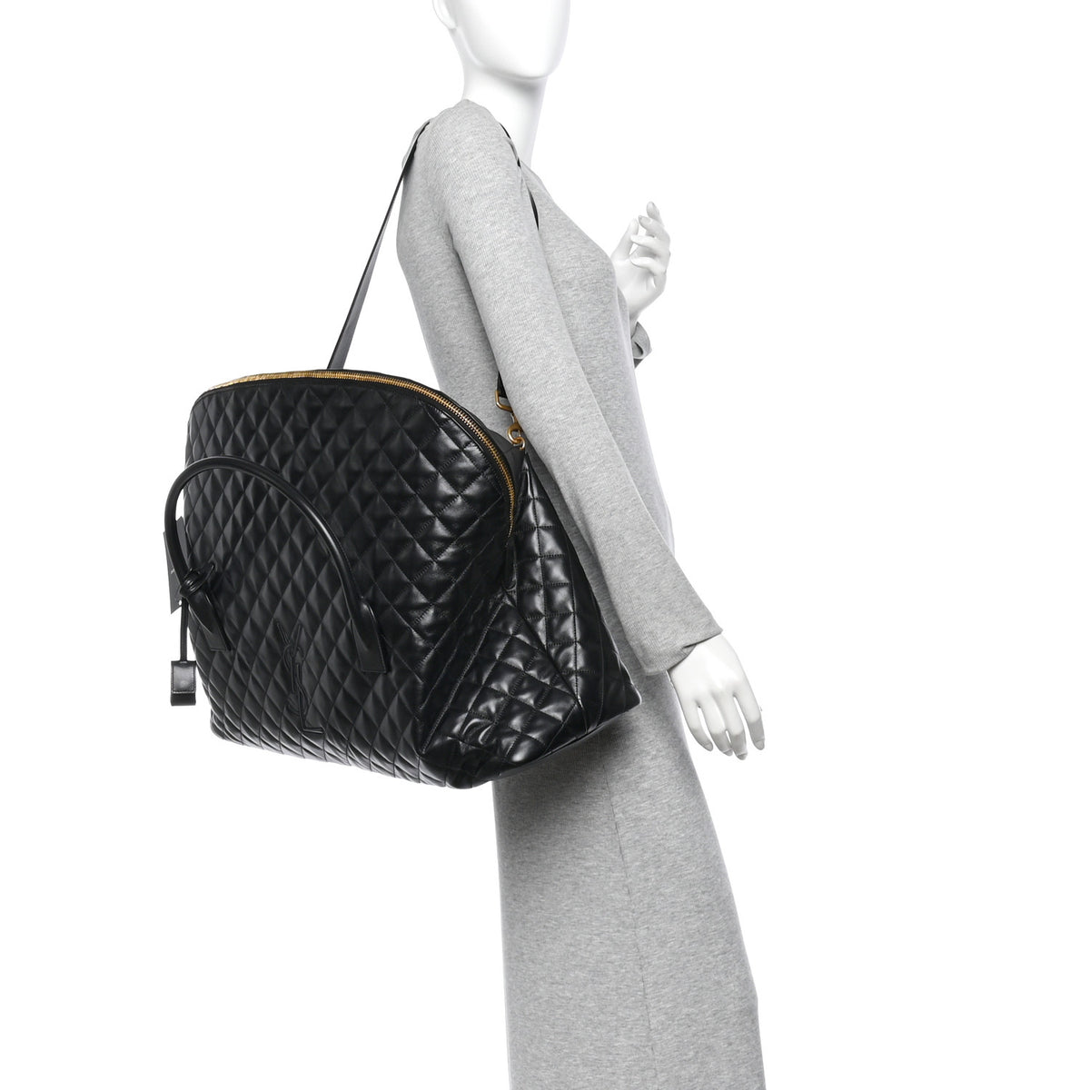 Calfskin Quilted ES Giant Travel Bag Black