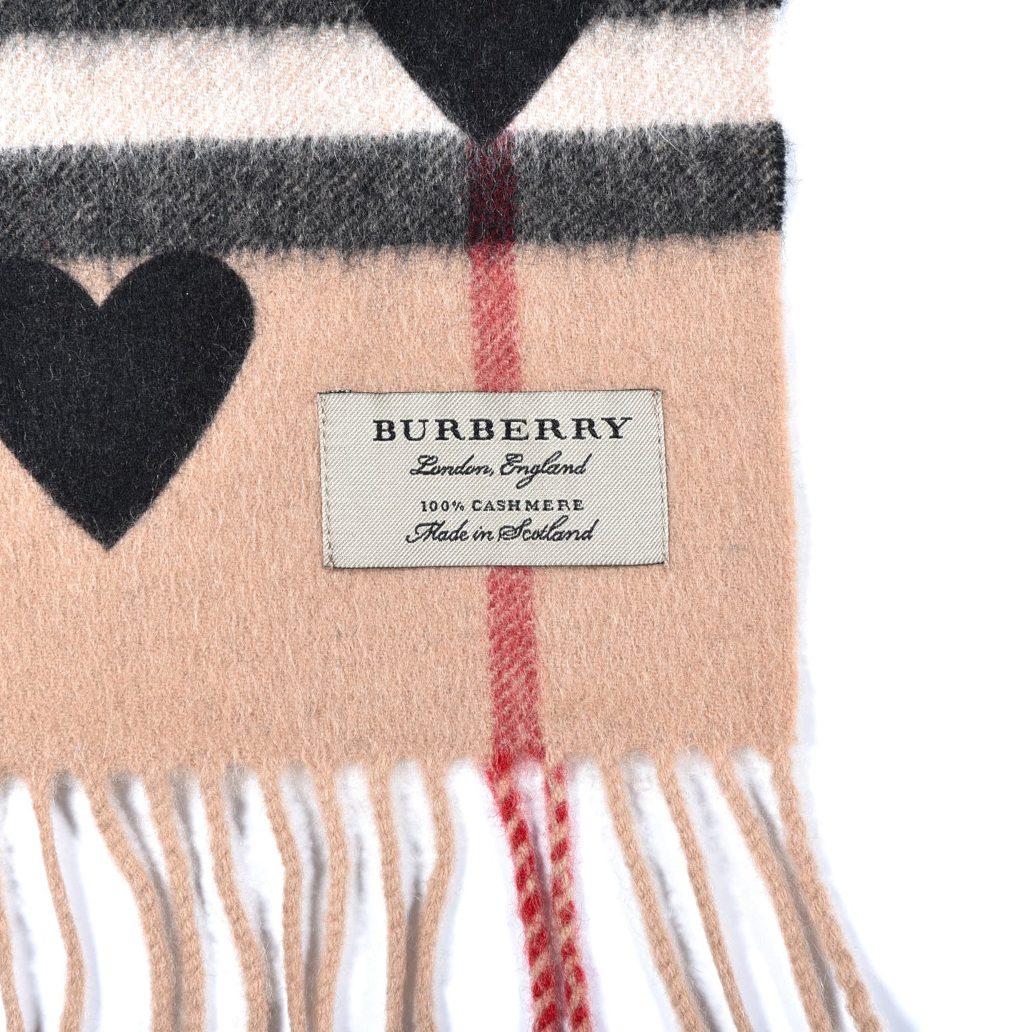 Cashmere Giant Heart Fringe Scarf Camel