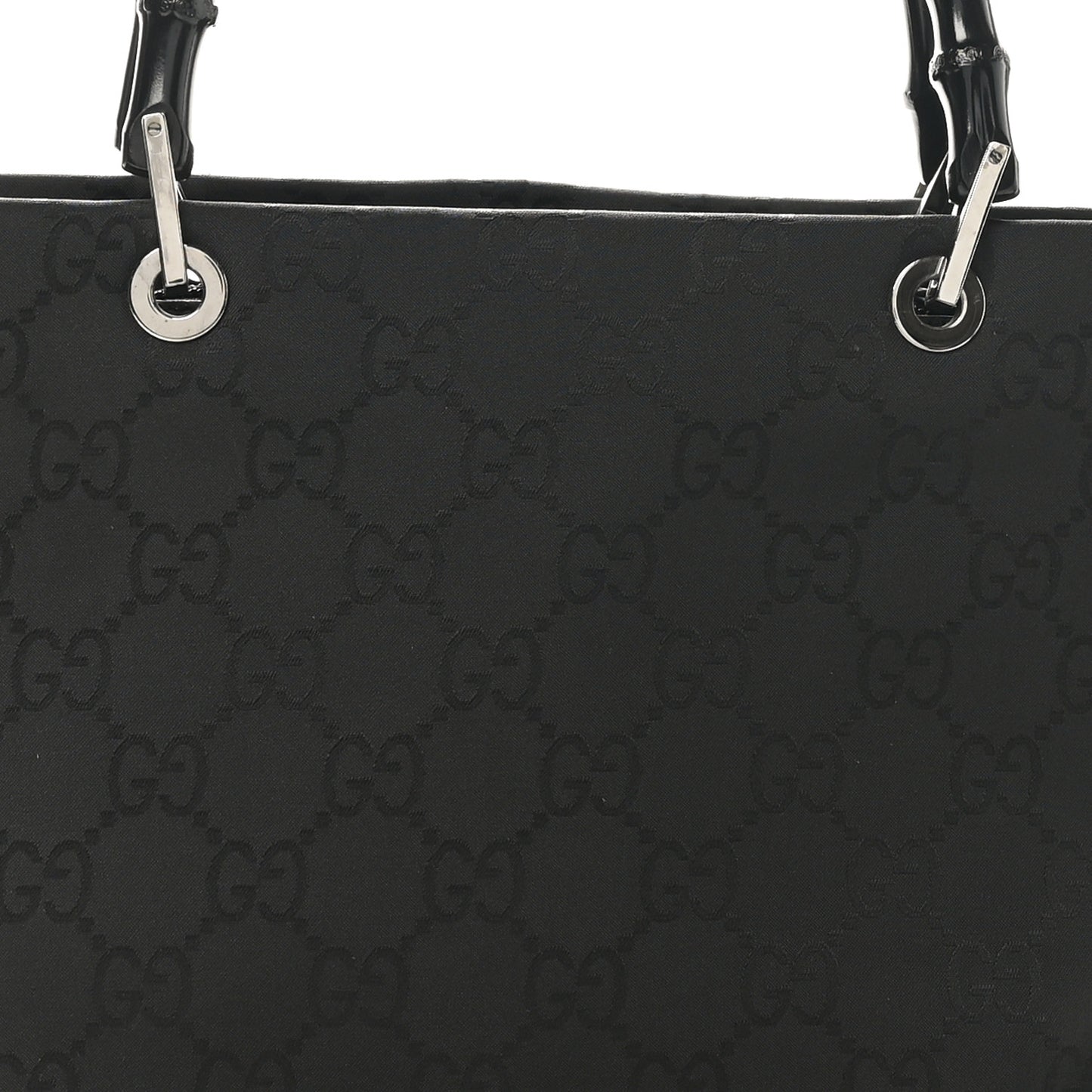 Nylon Monogram Bamboo Handle Bag Black