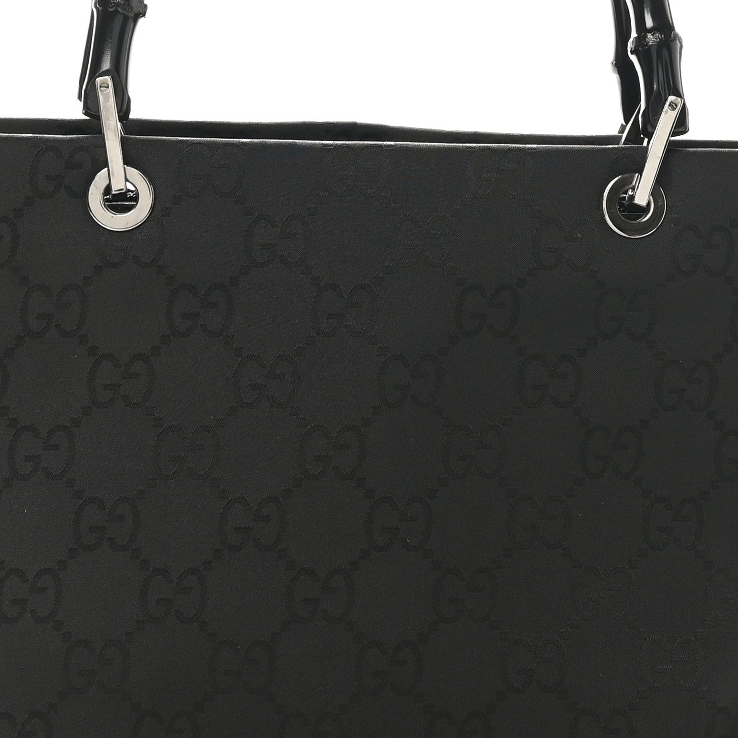 Gucci Nylon Monogram Bamboo Handle Bag Black 8 of 10