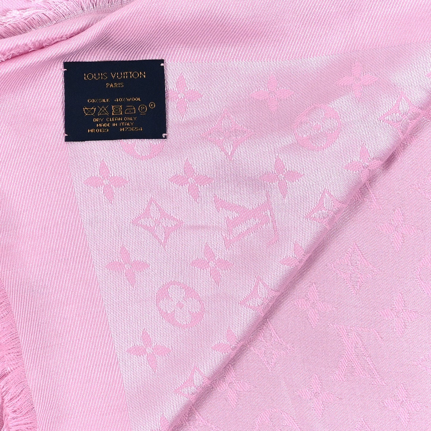 Silk Wool Monogram Shawl Velvet Rose