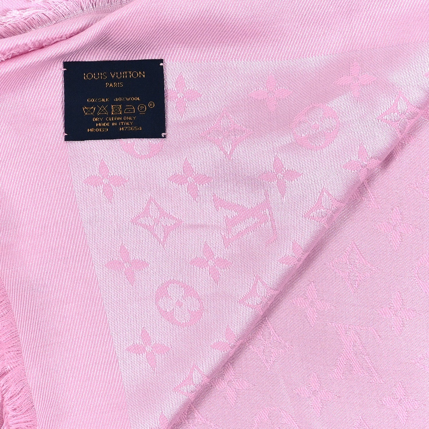Louis Vuitton Silk Wool Monogram Shawl Velvet Rose 3 of 4