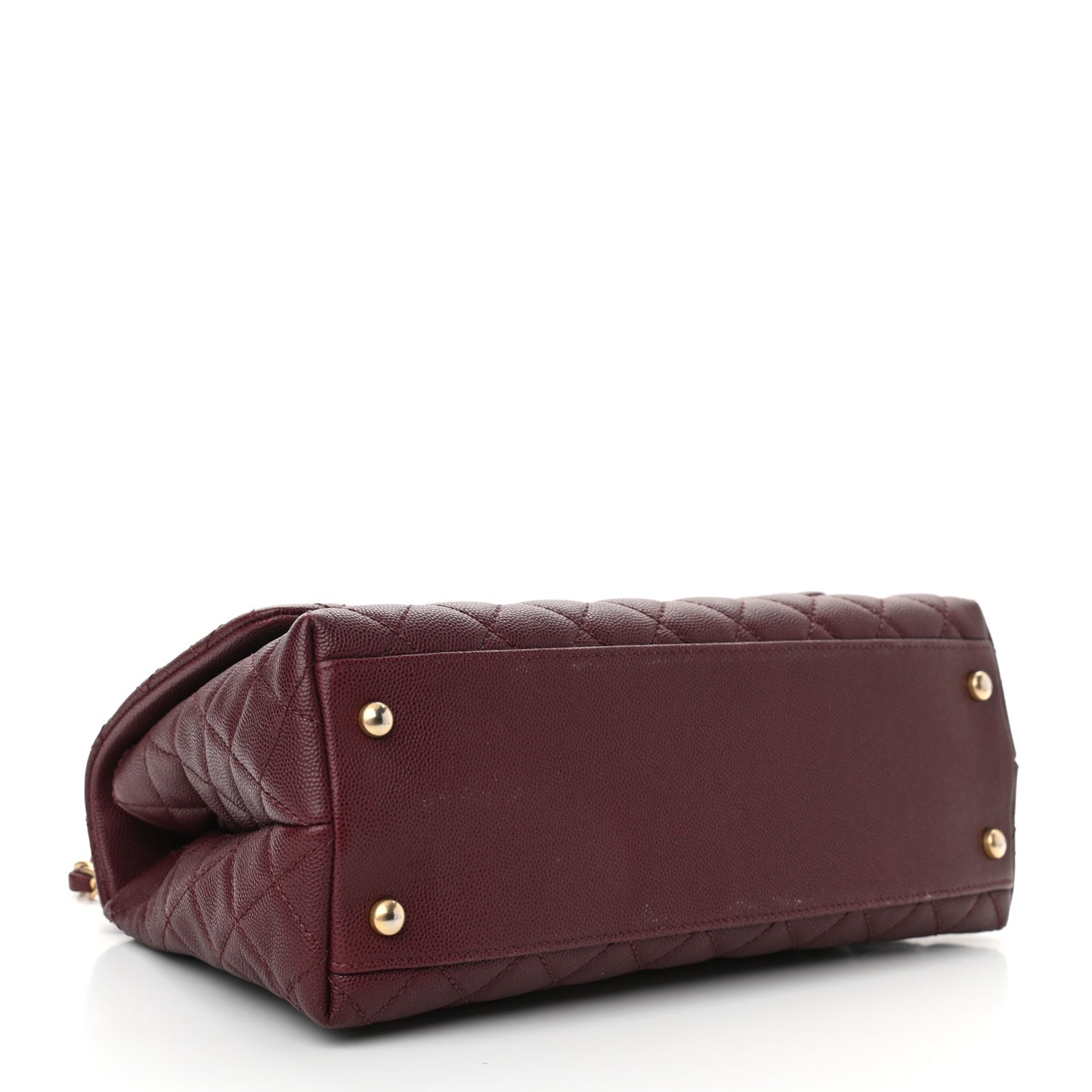 Caviar Lizard Quilted Small Coco Handle Flap Burgundy