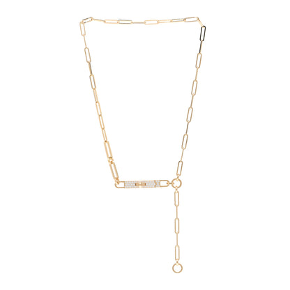 Hermes 18K Yellow Gold Diamond Pave PM Kelly Chaine Lariat Necklace SH 3 of 5