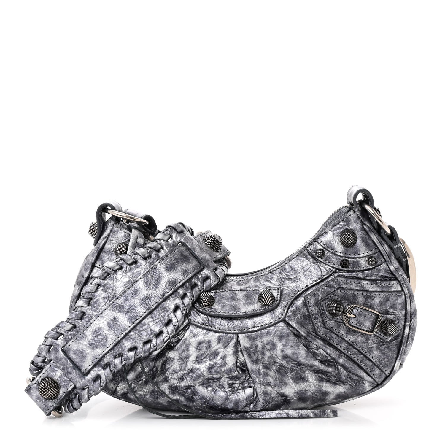 Balenciaga Metallic Agneau Arena Leopard Le Cagole Shoulder Bag XS Dark Grey 1 of 12