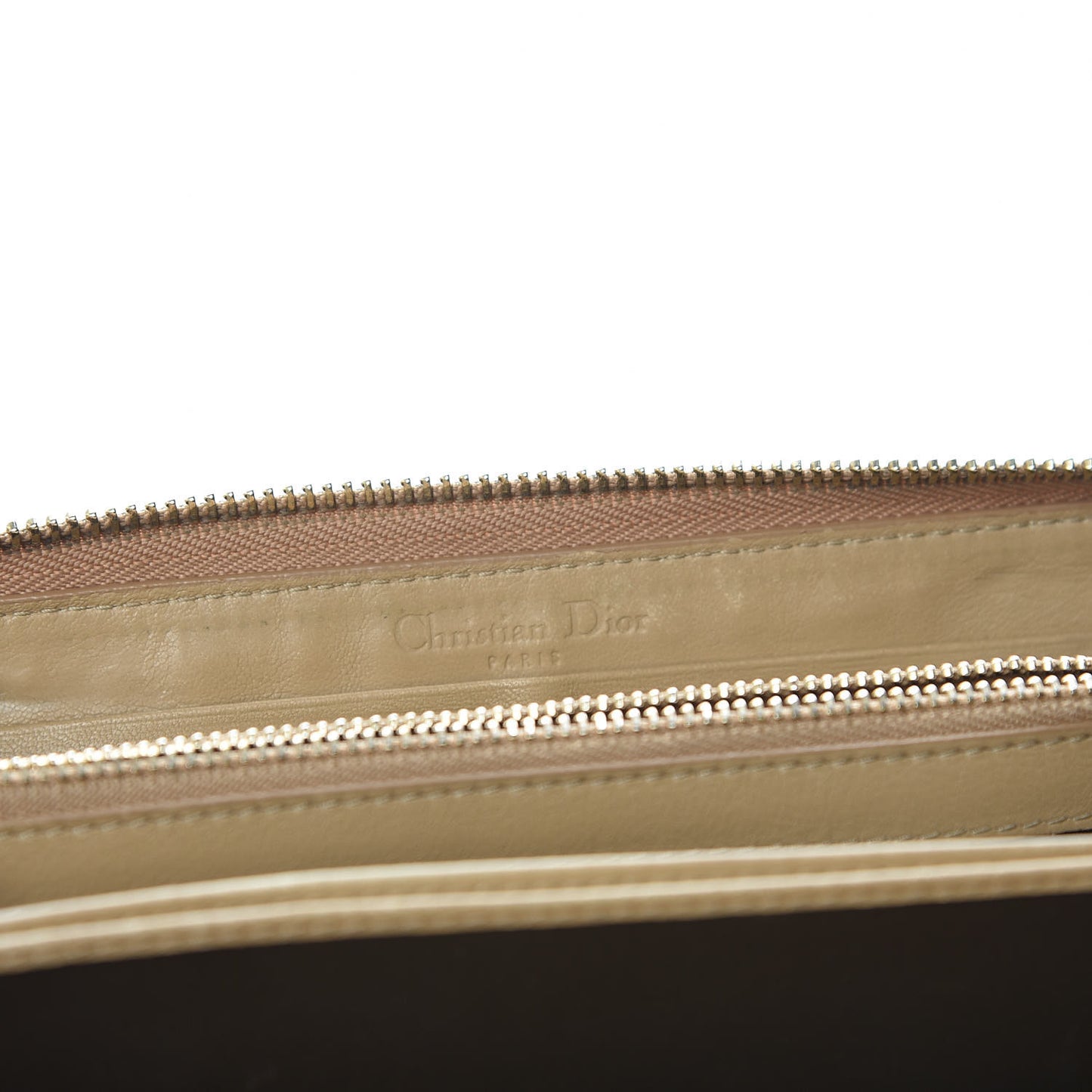 Patent Cannage Lady Dior Continental Zip Wallet Beige