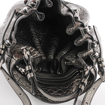 Alexander Wang Metallic Pebbled Lambskin Diego Bucket Bag Carbon Gunmetal Hardware 5 of 6