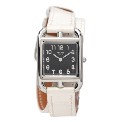 Hermes Stainless Steel Alligator 23mm Cape Cod Double Tour Quartz Watch Blanc 1 of 7