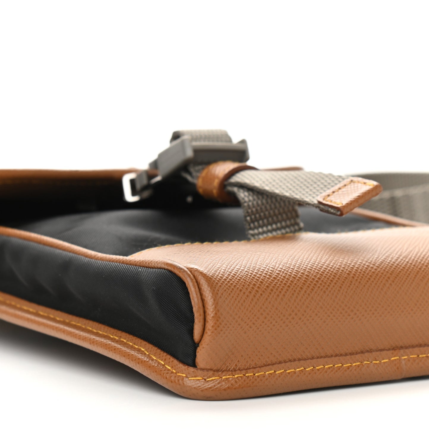 Tessuto Nylon Saffiano Phone Case Crossbody Black Brown