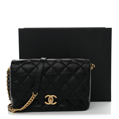Chanel Shiny Caviar Quilted Large Chain Melody Flap Black 12 of 12