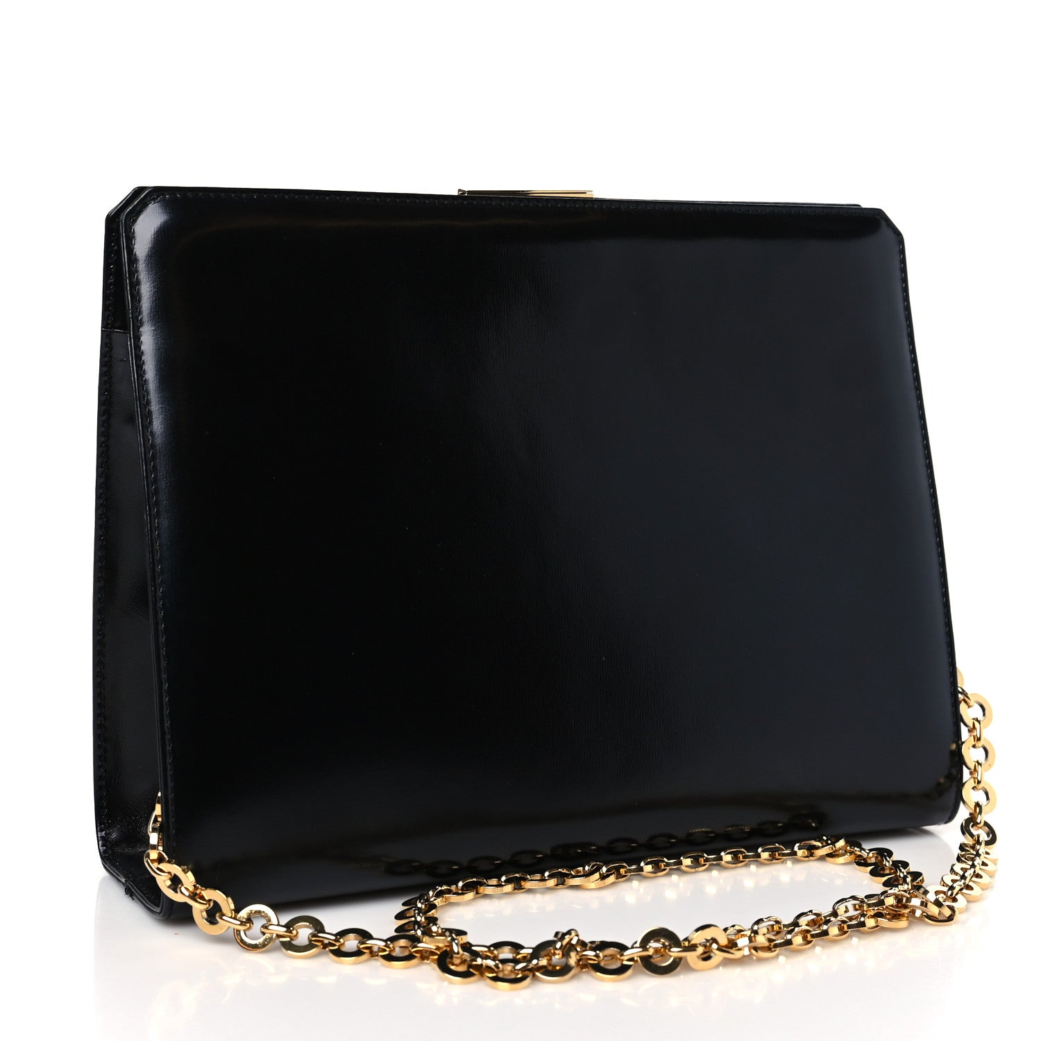 Salvatore Ferragamo Brushed Calfskin Gancini Trifolio Chain Bag Black 3 of 8