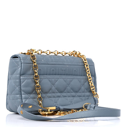 Christian Dior Calfskin Cannage Small Caro Bag Cloud Blue 3 of 12