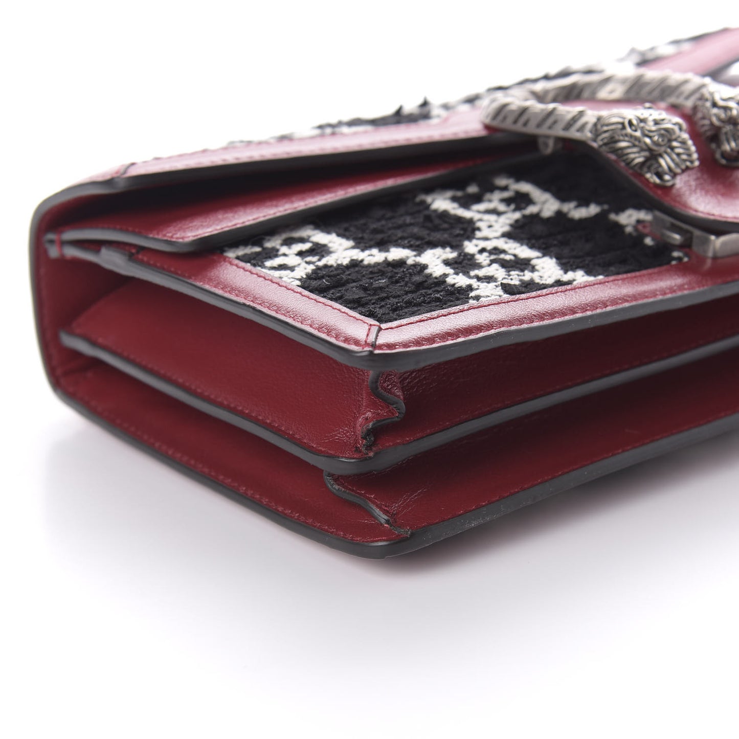 Tweed GG Monogram Small Dionysus Shoulder Bag Black White Romantic Cherry