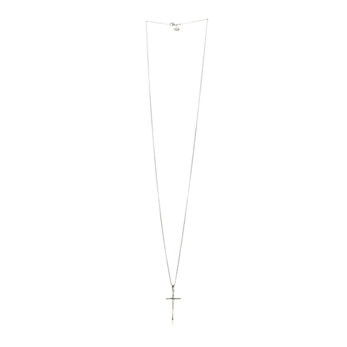 Sterling Silver Bamboo Cross Pendant Necklace