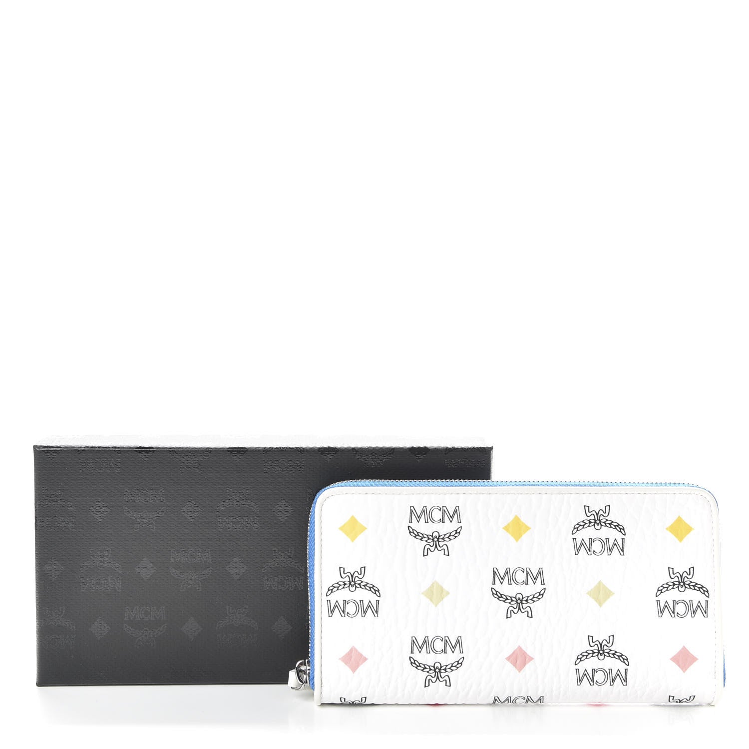 MCM Skyoptic Visetos Zip Around Wallet Spectrum Diamond White 7 of 7