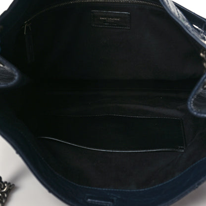 Saint Laurent Crinkled Calfskin Matelasse Monogram Niki Shoulder Bag Deep Marine 5 of 13