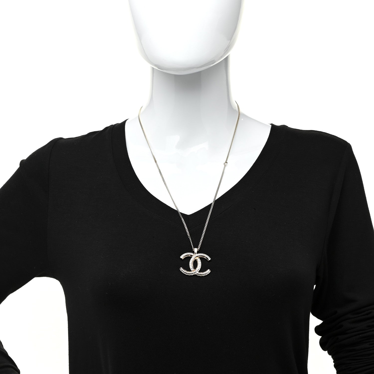 Chanel Baguette Crystal Logo CC Chain Necklace Gold 2 of 6