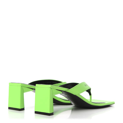 Balenciaga Shiny Sheepskin Double Square Flat 60mm Sandals 36.5 Fluo Green Black 4 of 10