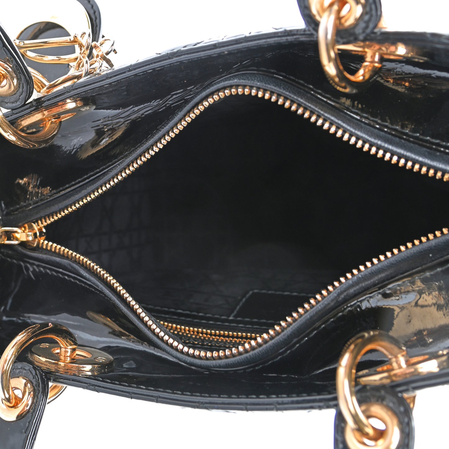 Patent Cannage Medium Lady Dior Black