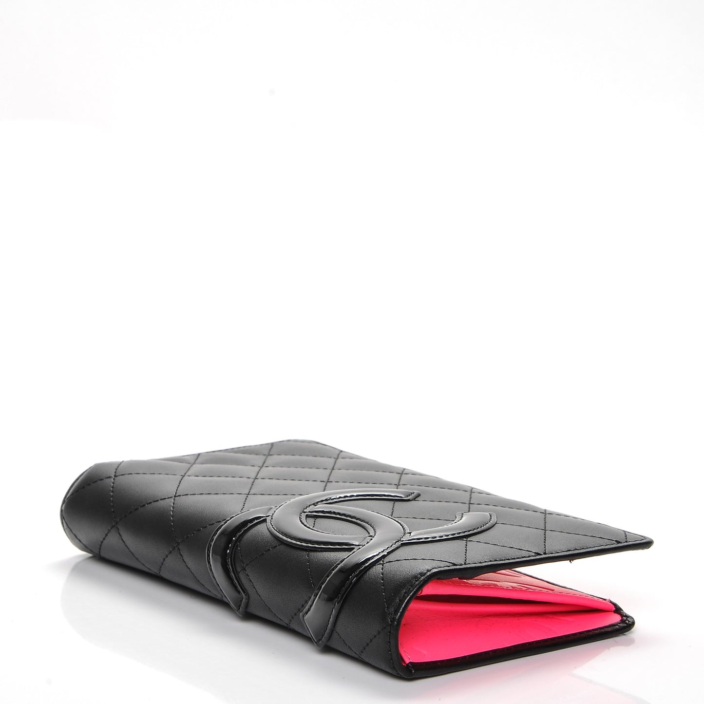 Calfskin Quilted Cambon Yen Wallet Black