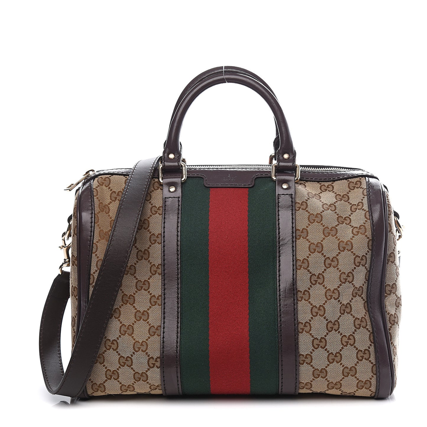 Monogram Vintage Web Medium Boston Dark Brown