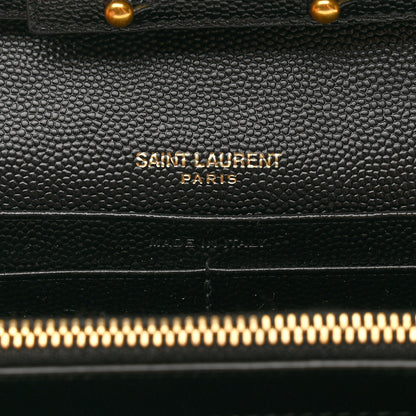 Saint Laurent Grain De Poudre Matelasse Chevron Monogram Chain Wallet Black 7 of 8
