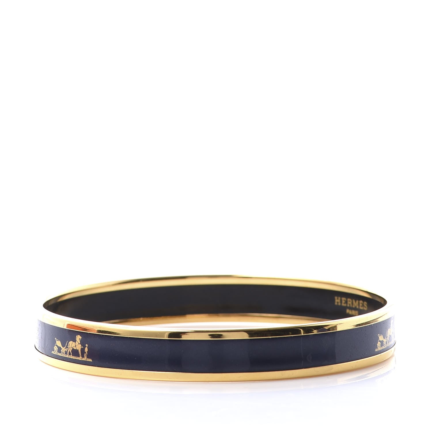 Hermes Enamel Printed Caleche Narrow Bracelet 70 Bleu 2 of 5