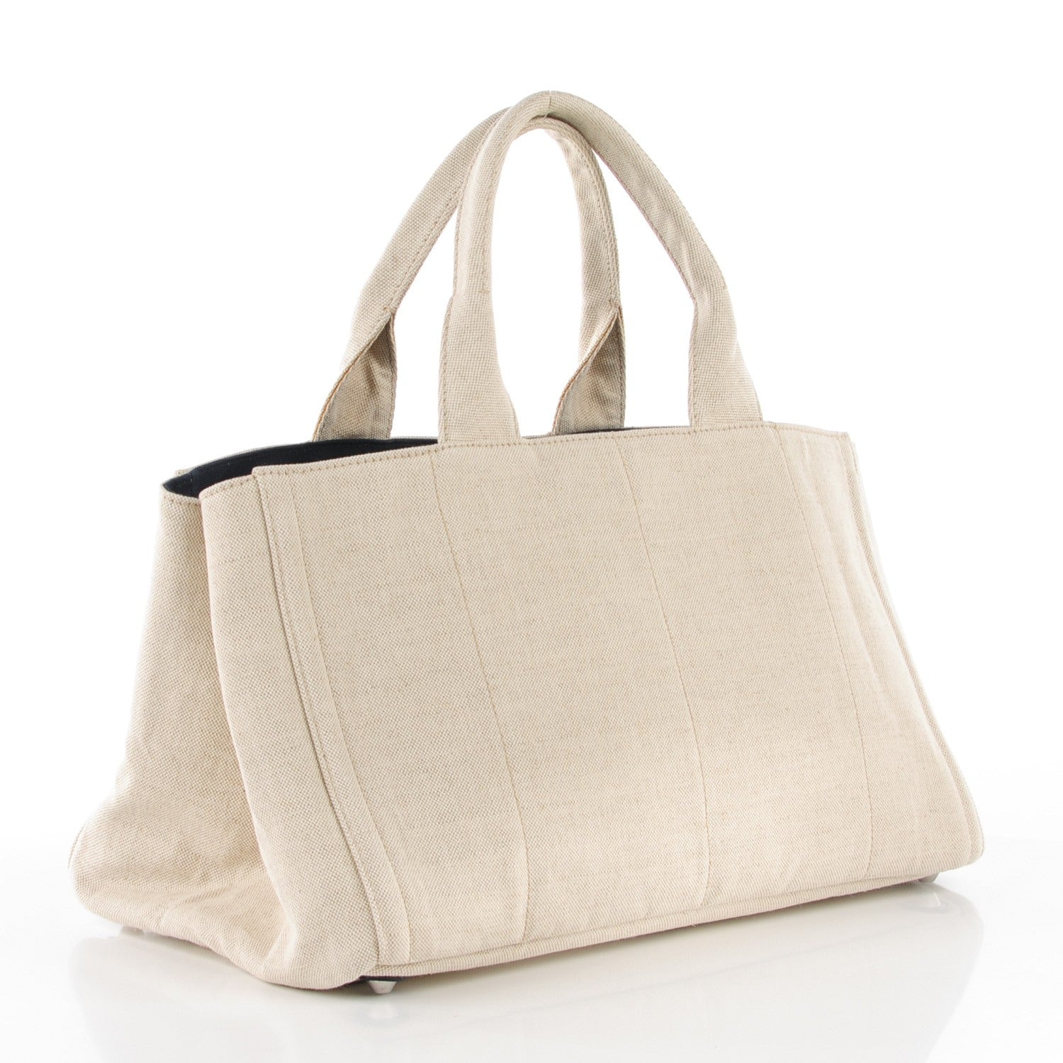 Prada Canvas Canapa Flower Pattern Tote Beige 4 of 10