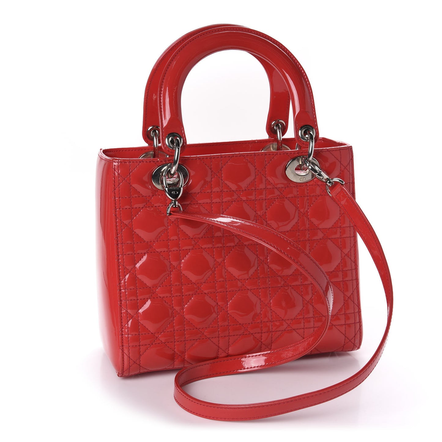 Patent Cannage Medium Lady Dior Red