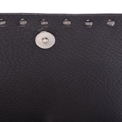 Valentino Garavani Grained Calfskin Onyx Rockstud Rolling Wallet on Chain Black 9 of 11