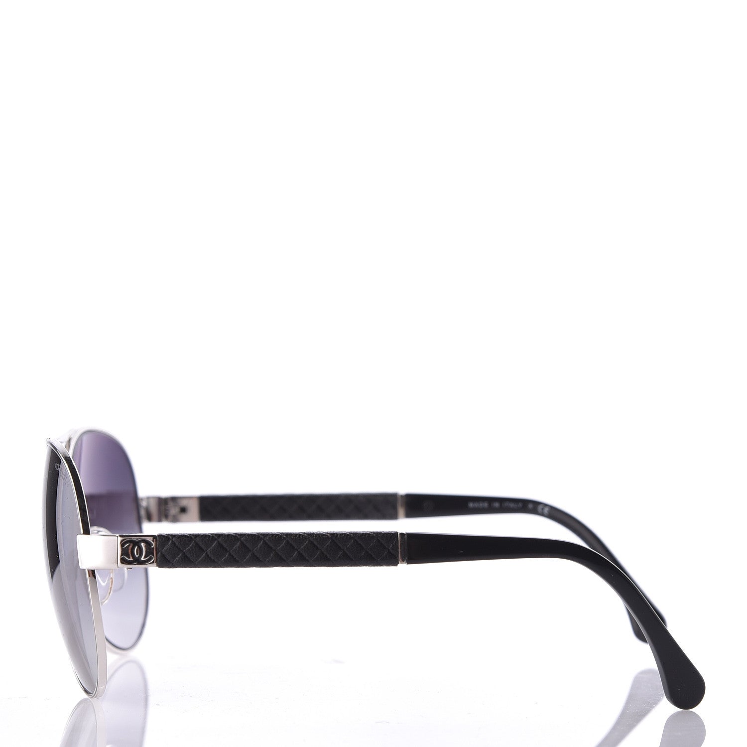 Chanel Lambskin Quilted CC Aviator Sunglasses 4195-Q Black 3 of 7