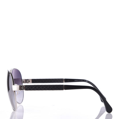 Chanel Lambskin Quilted CC Aviator Sunglasses 4195-Q Black 3 of 7