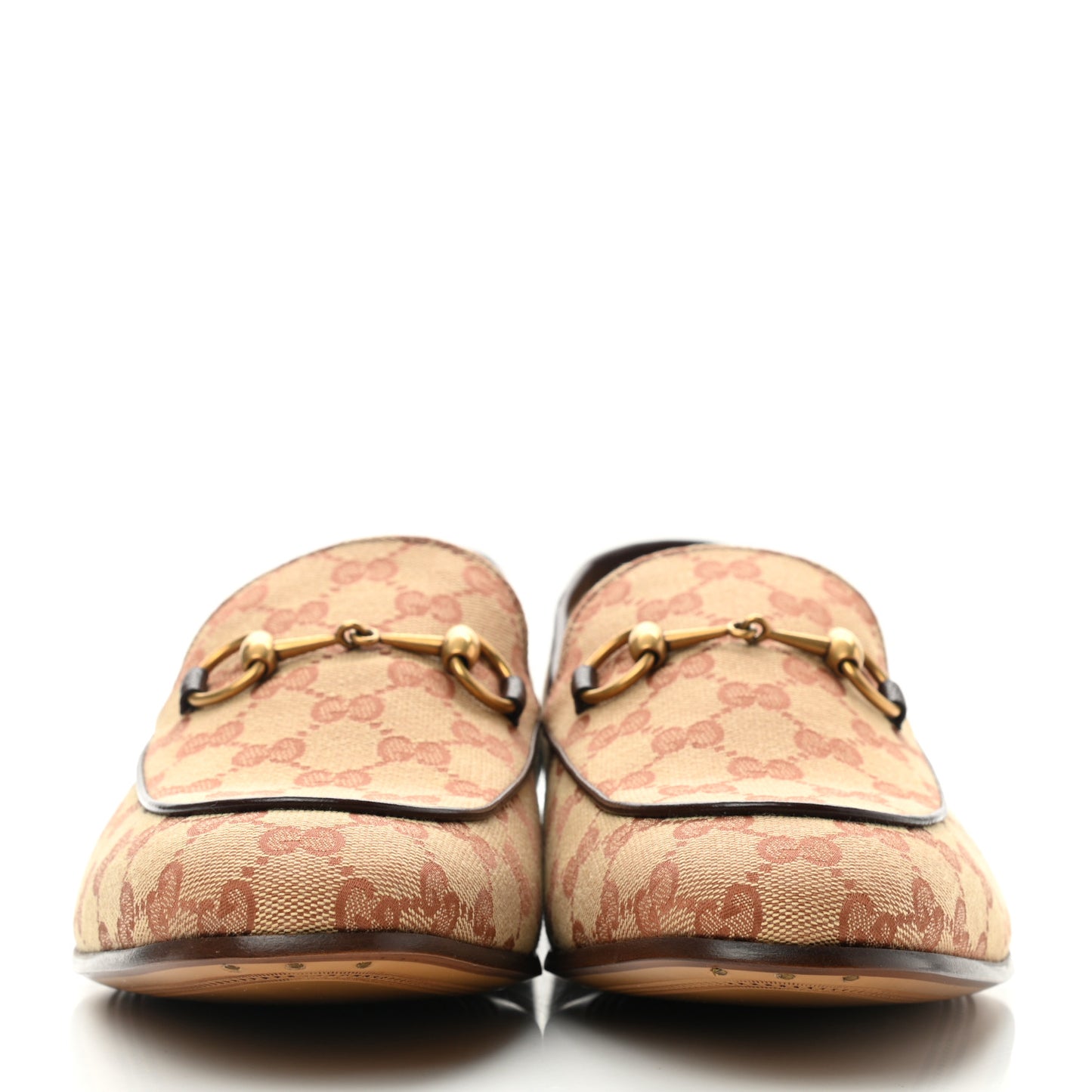 Canvas GG Monogram Horsebit Mens Jordaan Loafers 11 Beige Ruggine Light Brown