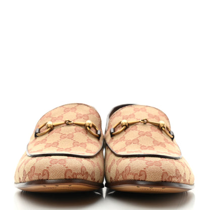 Gucci Canvas GG Monogram Horsebit Mens Jordaan Loafers 11 Beige Ruggine Light Brown 2 of 8