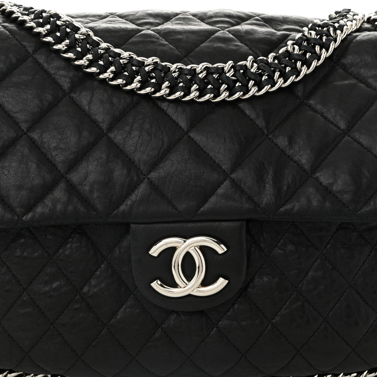 Chanel Washed Lambskin Quilted Maxi Chain Around Flap Black 8 of 11